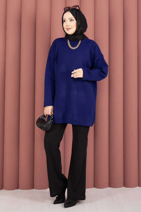 RAF - Bisiklet Yaka Salaş Triko Tunik Lacivert