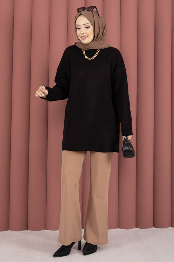 RAF - Bisiklet Yaka Salaş Triko Tunik Siyah