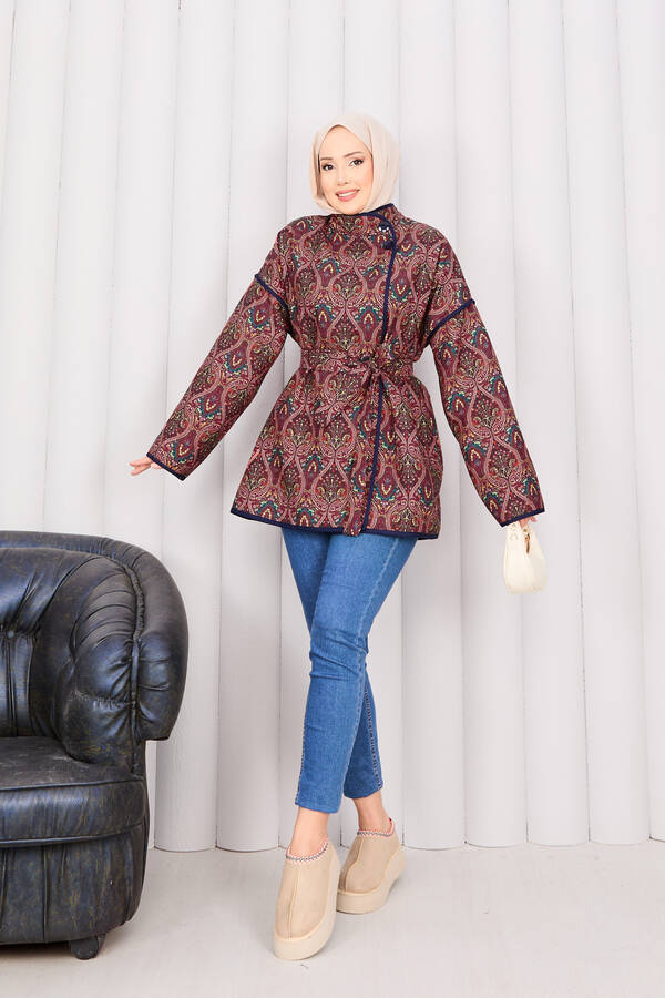 MD - Biyeli Etnik Desen Kapitone Ceket -21