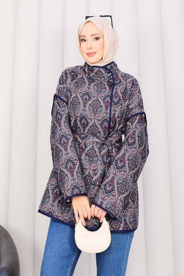 MD - Biyeli Etnik Desen Kapitone Ceket -22 (1)