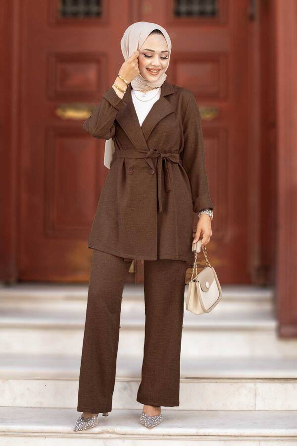 Blazer Ceketli Tesettür İkili Takım Latte Blazer Ceketli Tesettür İkili Takım Latte