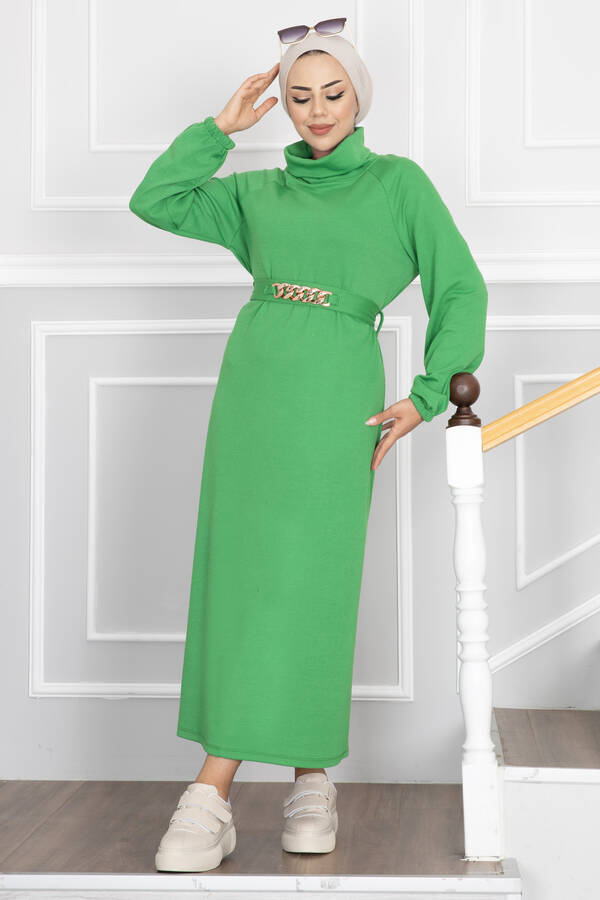 Boğazlı Kuşaklı Tesettür Elbise Benetton