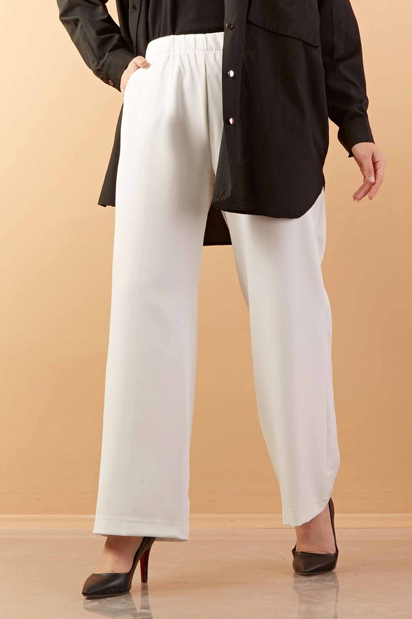E - Bol Paça Double Pantolon 190E6735 Beyaz (1)
