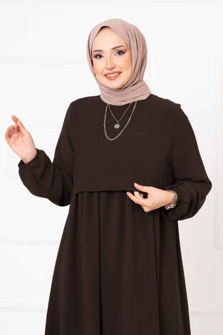 Bolero Görünümlü Elbise Acı Kahve - Thumbnail