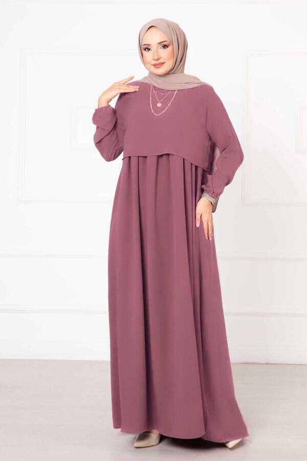 Pol - Bolero Görünümlü Elbise Koyu Pudra