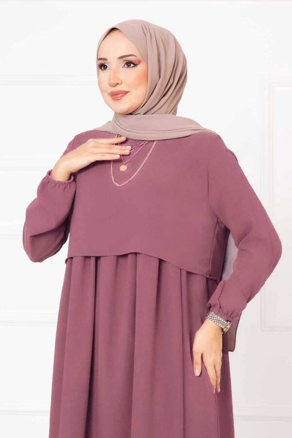 Pol - Bolero Görünümlü Elbise Koyu Pudra (1)