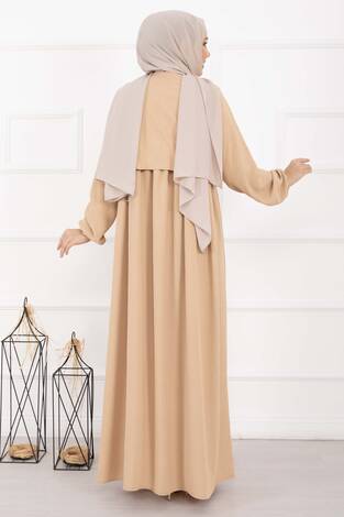 Bolero Görünümlü Elbise Latte - Thumbnail