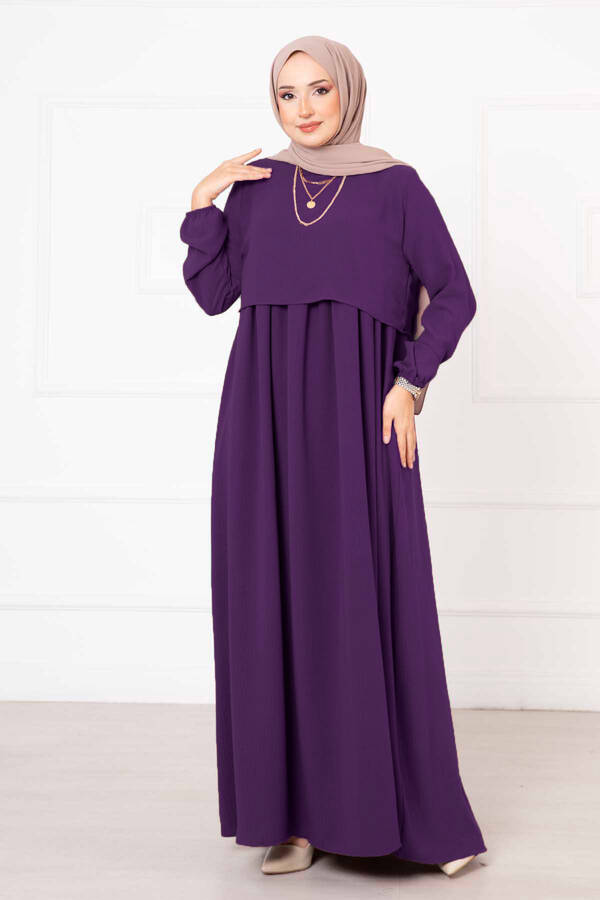 Bolero Görünümlü Elbise Mor - 3