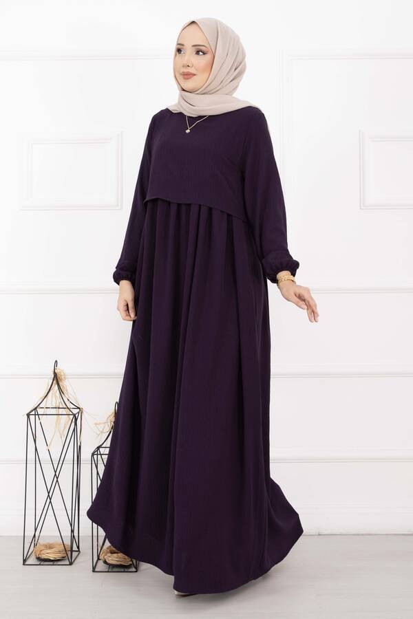 Pol - Bolero Görünümlü Elbise Mürdüm