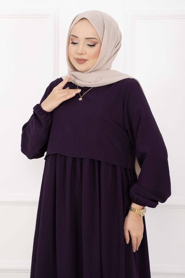 Pol - Bolero Görünümlü Elbise Mürdüm (1)