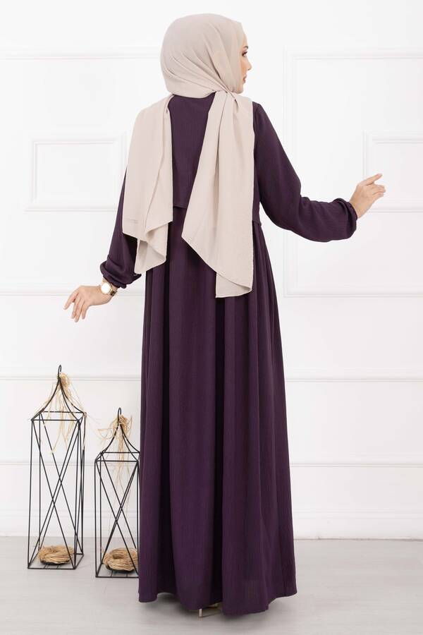 Bolero Görünümlü Elbise Mürdüm - 5