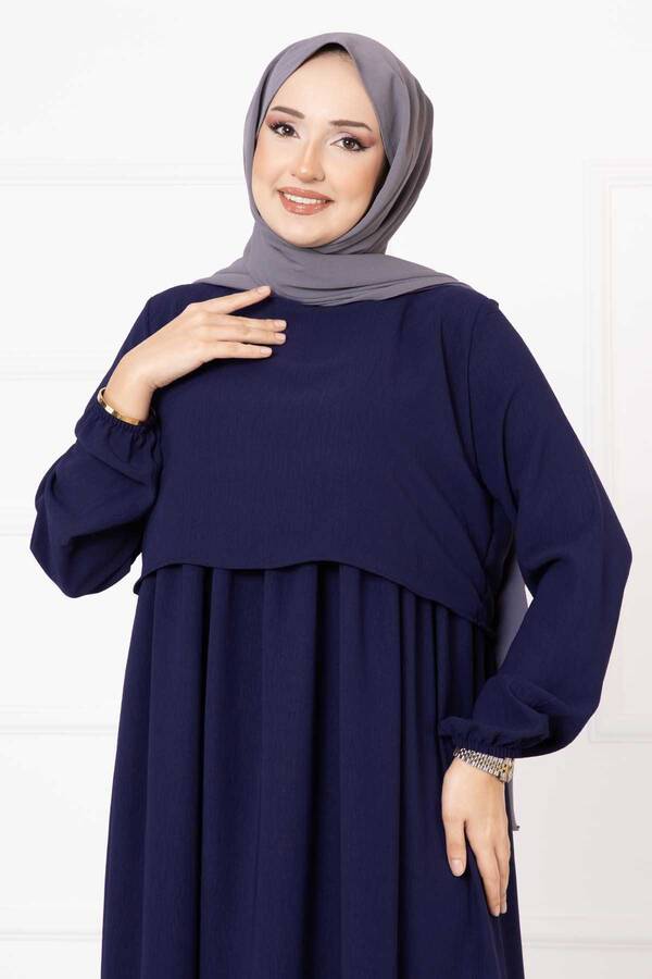 Pol - Bolero Görünümlü Tesettür Elbise Lacivert (1) Pol - Bolero Görünümlü Tesettür Elbise Lacivert (1)