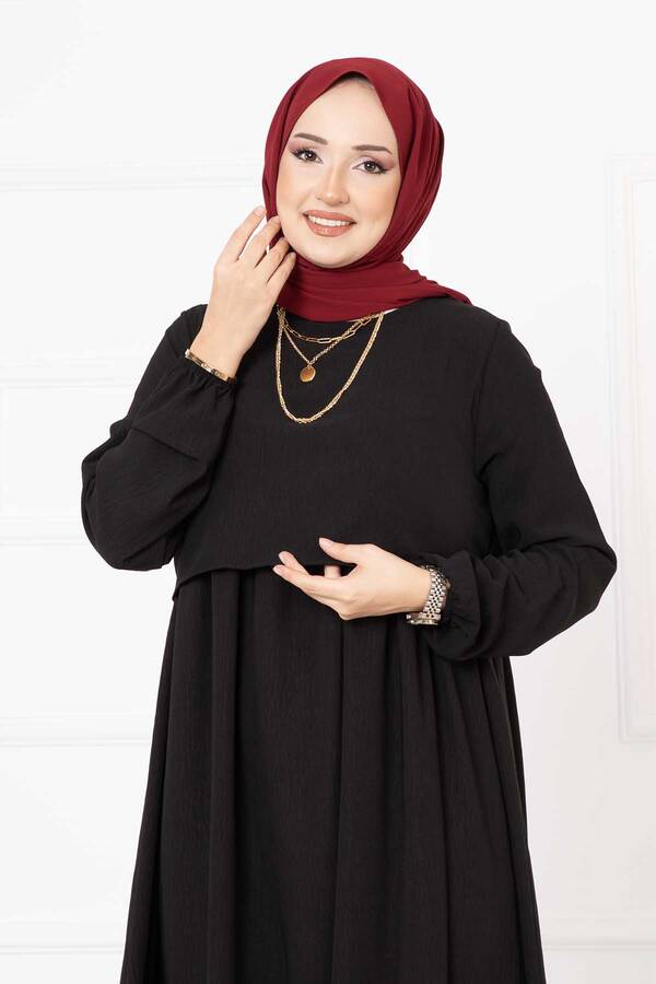 Pol - Bolero Görünümlü Tesettür Elbise Siyah (1) Pol - Bolero Görünümlü Tesettür Elbise Siyah (1)