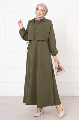 Bolerolu Elbise Takım Haki - Thumbnail