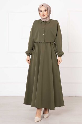 Bolerolu Elbise Takım Haki - Thumbnail