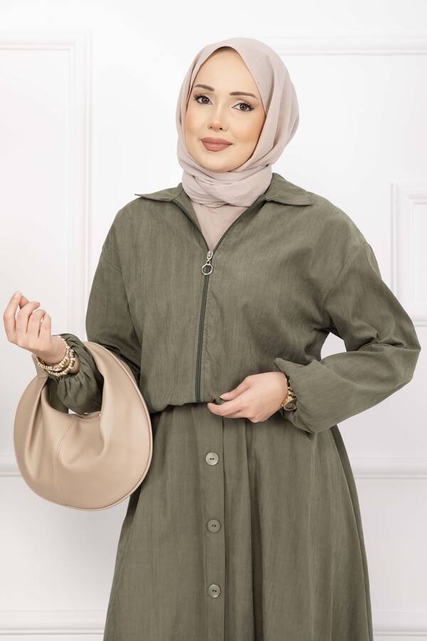 Ums - Bomber Ceket & Düğmeli Etek Takım Haki (1)
