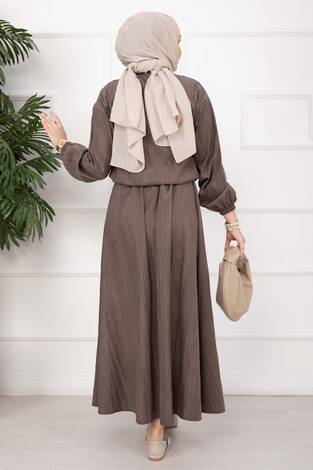 Bomber Ceket & Düğmeli Etek Takım Kahve - Thumbnail