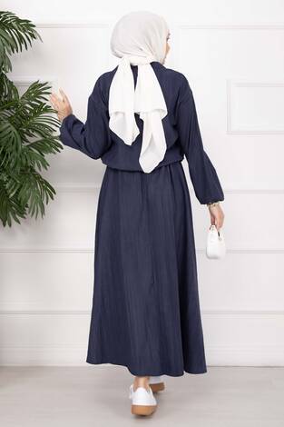 Bomber Ceket & Düğmeli Etek Takım Lacivert - Thumbnail