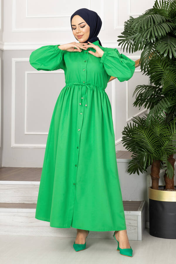 Leyla Tünel Kemerli Tesettür Elbise Benetton