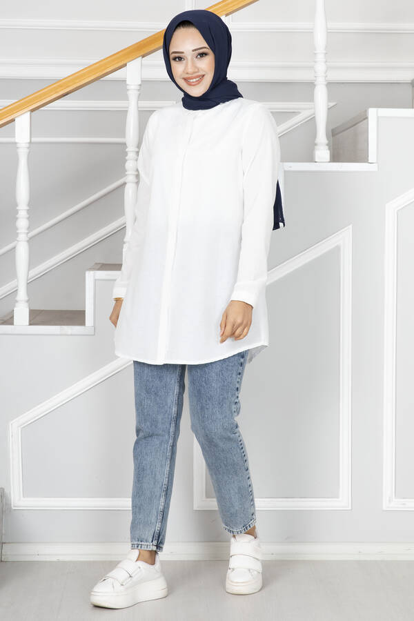 Boydan Gizli Düğmeli Gömlek 100MD10202 -4 Boydan Gizli Düğmeli Gömlek 100MD10202 -4