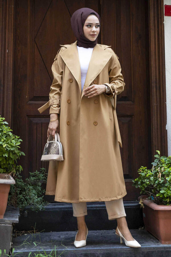 Buse Tesettür Trenç Camel