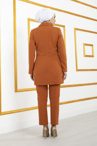 Business Ceket Pantolon Tesettür Takım Kiremit - Thumbnail