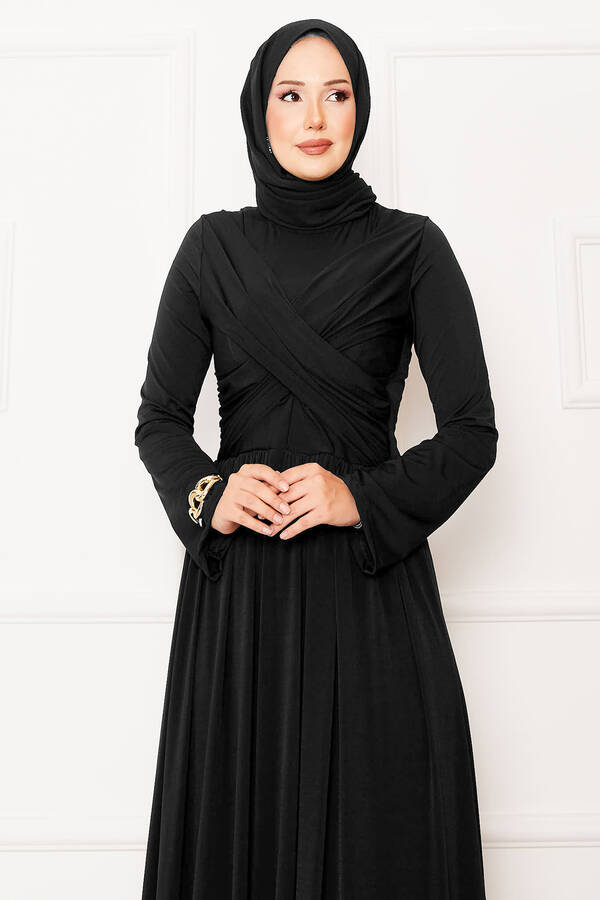 Efl - Çapraz Drape Detay Sandy Elbise Siyah (1) Efl - Çapraz Drape Detay Sandy Elbise Siyah (1)