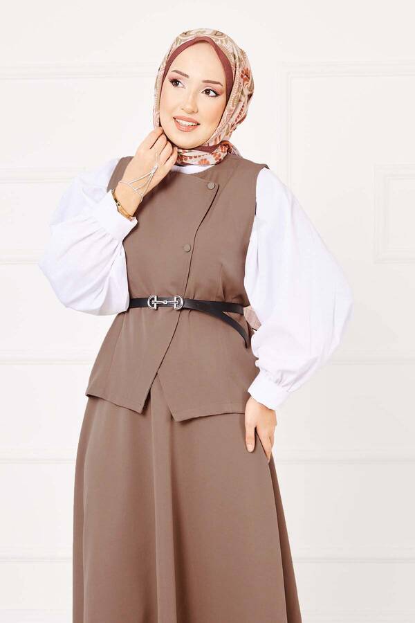 MD - Çapraz Düğmeli Etekli İkili Tesettür Takım Bej (1) MD - Çapraz Düğmeli Etekli İkili Tesettür Takım Bej (1)