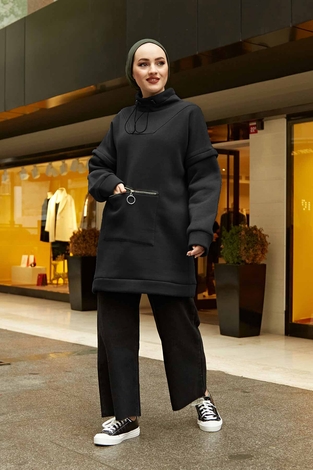 Carol Puf Sweat 160SAG6251 Siyah - Thumbnail
