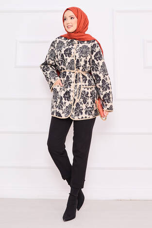 Cep Detaylı Bohem Kapitone Ceket -2 - Thumbnail