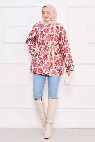 Cep Detaylı Bohem Kapitone Ceket -3 - Thumbnail