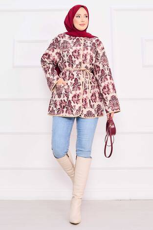 Cep Detaylı Bohem Kapitone Ceket -7 - Thumbnail