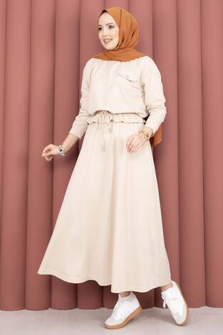 Cep Detaylı Crop & Etek İkili Takım Taş - Thumbnail