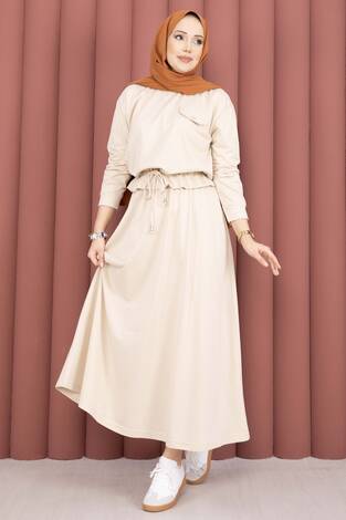 Cep Detaylı Crop & Etek İkili Takım Taş