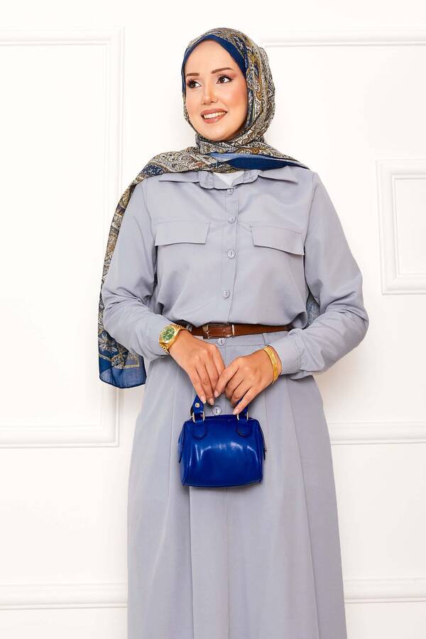 MD - Cep Detaylı Etekli İkili Takım Gri (1) MD - Cep Detaylı Etekli İkili Takım Gri (1)