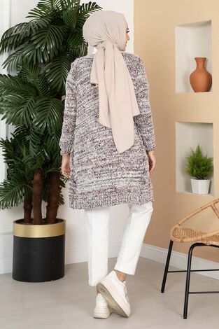 Cep Detaylı Sakallı Hırka Siyah - Thumbnail