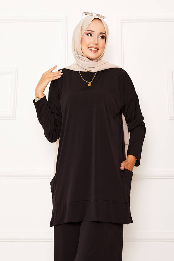 Özk - Cep Detaylı Sandy İkili Takım Siyah (1) Özk - Cep Detaylı Sandy İkili Takım Siyah (1)