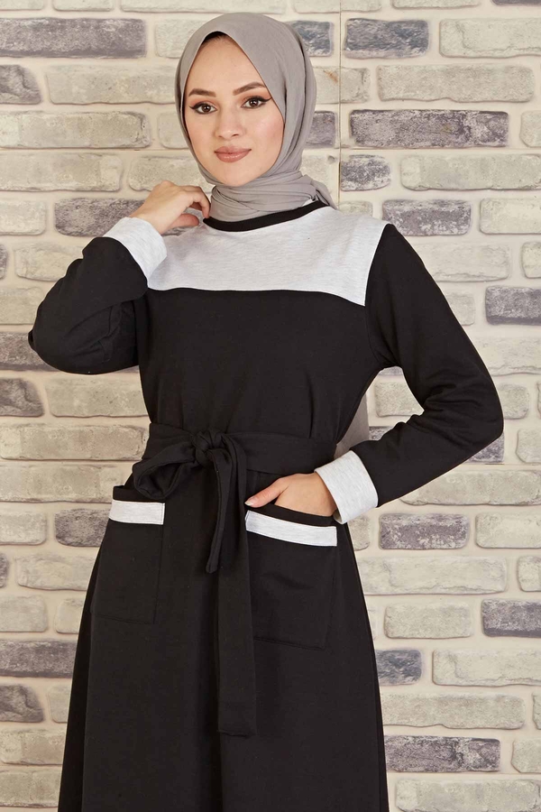  - Cepli Spor Elbise 190E3012 Siyah-Gri (1)