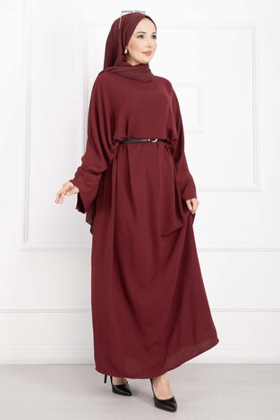 Ceyda Tesettür Abaya Bordo - Thumbnail