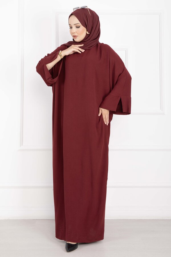 Ceyda Tesettür Abaya Bordo - 3