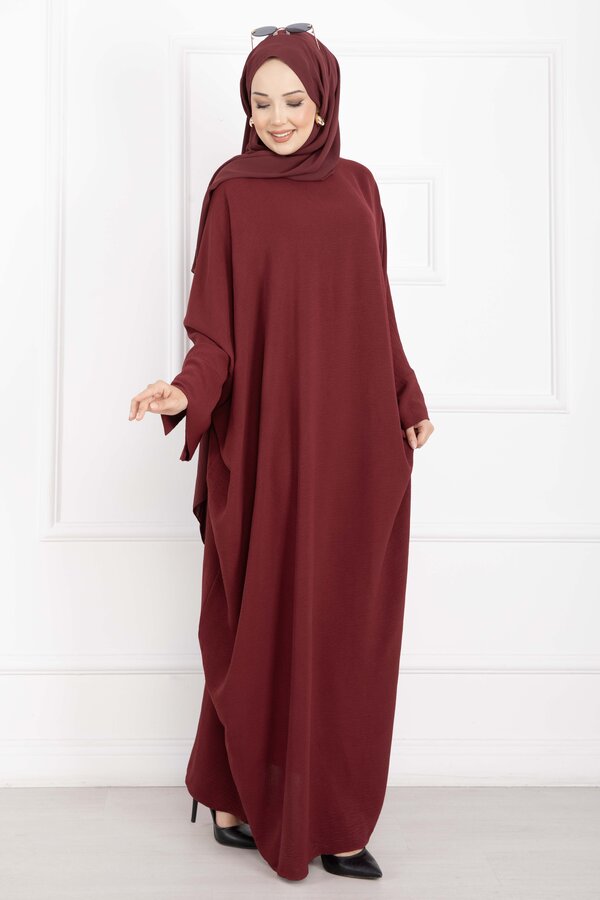 Ceyda Tesettür Abaya Bordo - 4