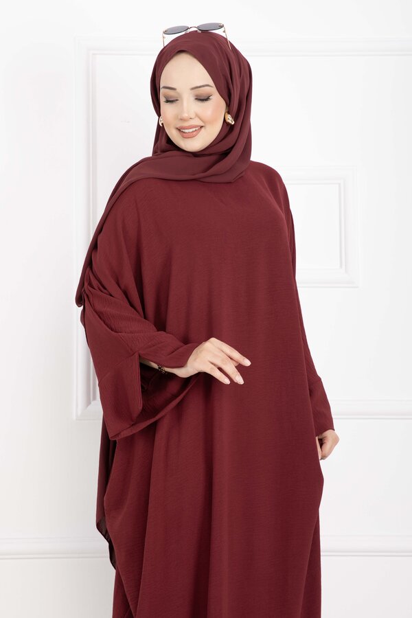 MD - Ceyda Tesettür Abaya Bordo (1)