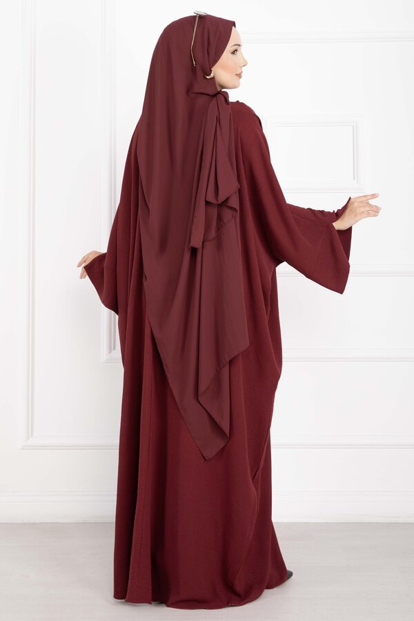 Ceyda Tesettür Abaya Bordo - 5