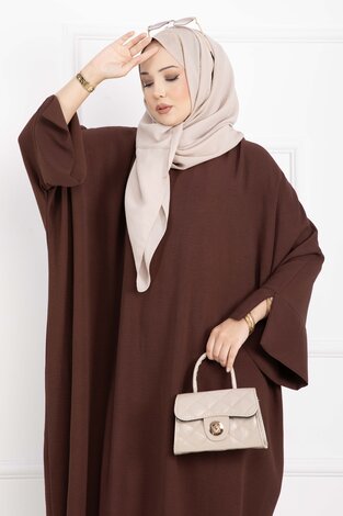 Ceyda Tesettür Abaya Kahve - Thumbnail
