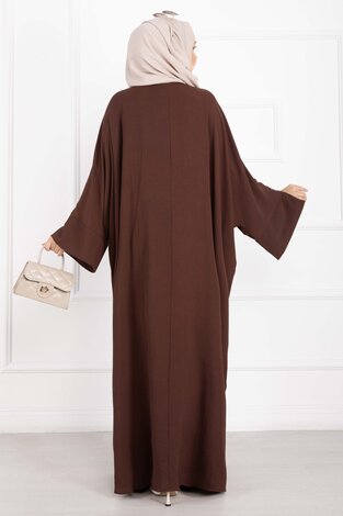 Ceyda Tesettür Abaya Kahve - Thumbnail