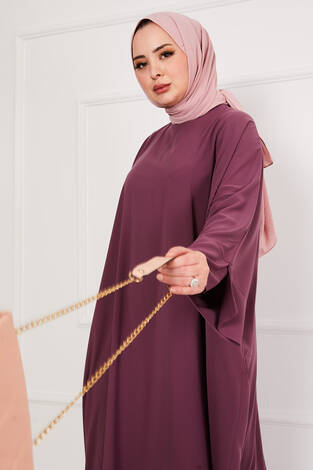 Ceyda Tesettür Abaya Mor - Thumbnail