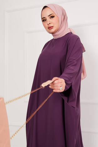 Ceyda Tesettür Abaya Mor - Thumbnail