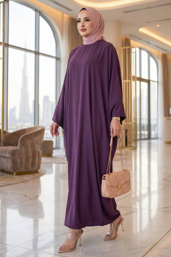 Ceyda Tesettür Abaya Mor - 3