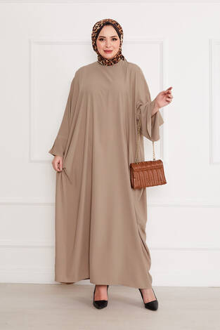 Ceyda Tesettür Abaya Koyu Taş - Thumbnail