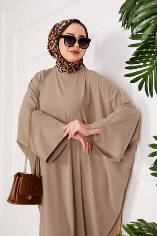 Ceyda Tesettür Abaya Koyu Taş - Thumbnail